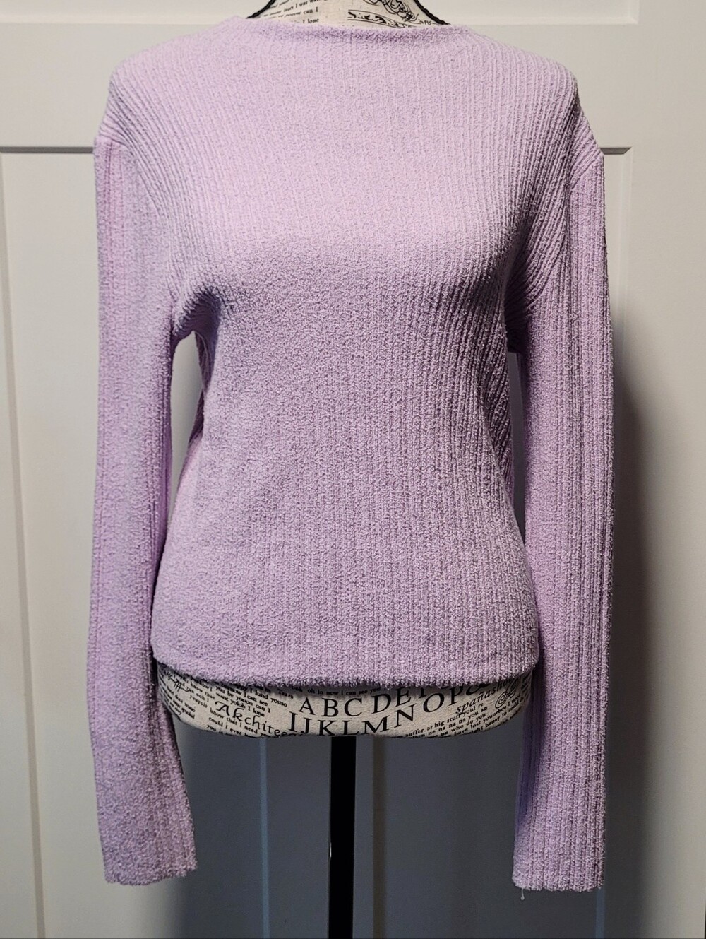 Old Navy Womens Rib-Knit Crewneck Pullover Sweater Sz M Lavender Soft Girl
